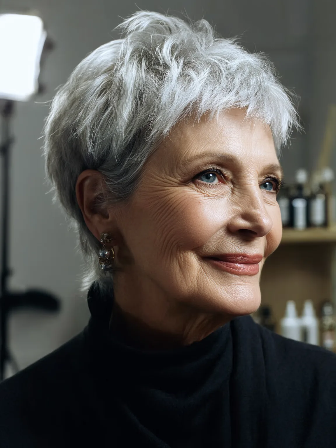 Classic Silver Frost Pixie Cut Without Bangs